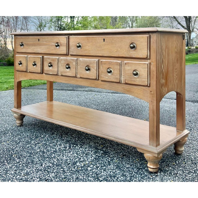 Farmhouse Kincaid Ducks Unlimited Bleached Oak Console For Sale - Image 3 of 11