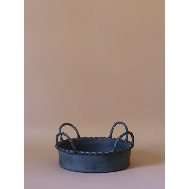 Metal Basket W/ Braided Handles & Rim For Sale - Image 4 of 4