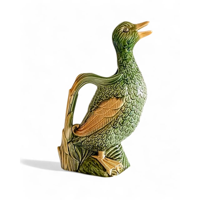 French Majolica Duck Pitcher by Keller & Guerin for Saint Clement, 1900s For Sale - Image 15 of 16