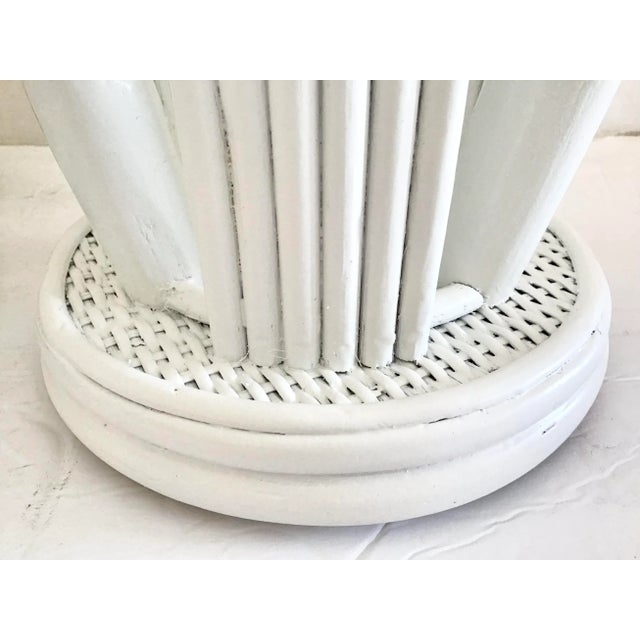 White Boho Chic Pencil Reed Table Lamps - a Pair For Sale - Image 8 of 9