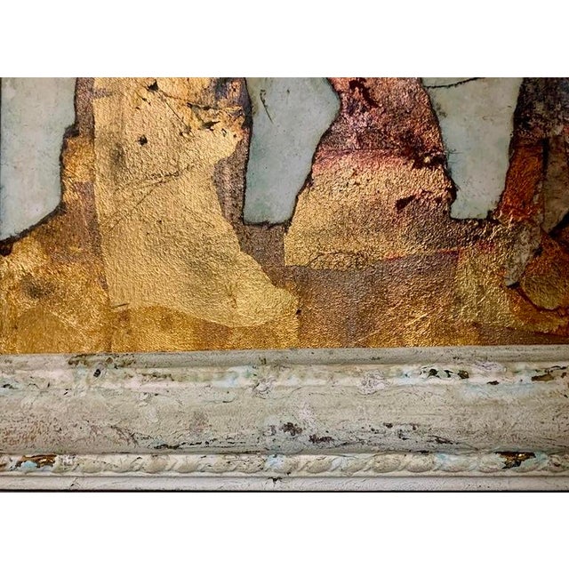 2010s Andrea Stella "Journey to New Metropolis" Gold Leaf Oil Mixed Media Painting, Cityscape, Italian Contemporary Art, 2010 For Sale - Image 5 of 9