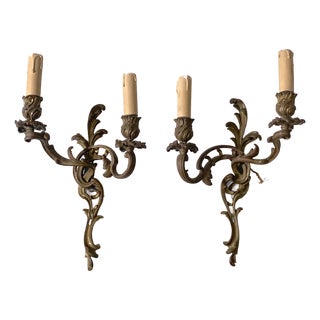 Louis XV Style Bronze Wall Sconces, Set of 2 For Sale