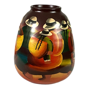 Mexican, Hand Painted, Folk Art Pottery Vase