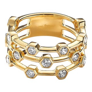 Syna Yellow Gold Geometrix Band with Diamonds For Sale