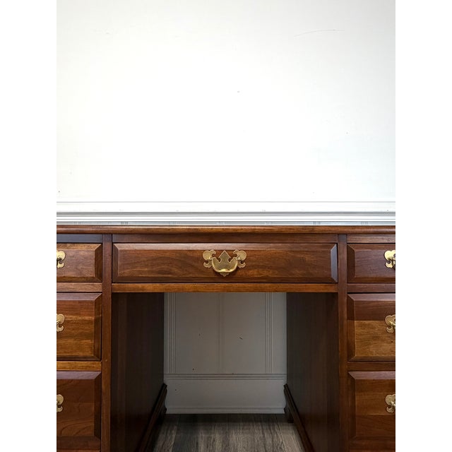 Chippendale 1960s Solid Cherry Pedestal Desk For Sale - Image 3 of 10