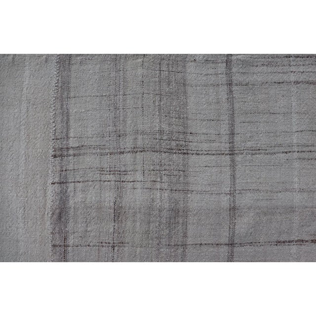 Mid 20th Century Stripe Design Turkish Vintage Kilim Rug in Shades of Ivory Cream and Taupe For Sale - Image 10 of 12