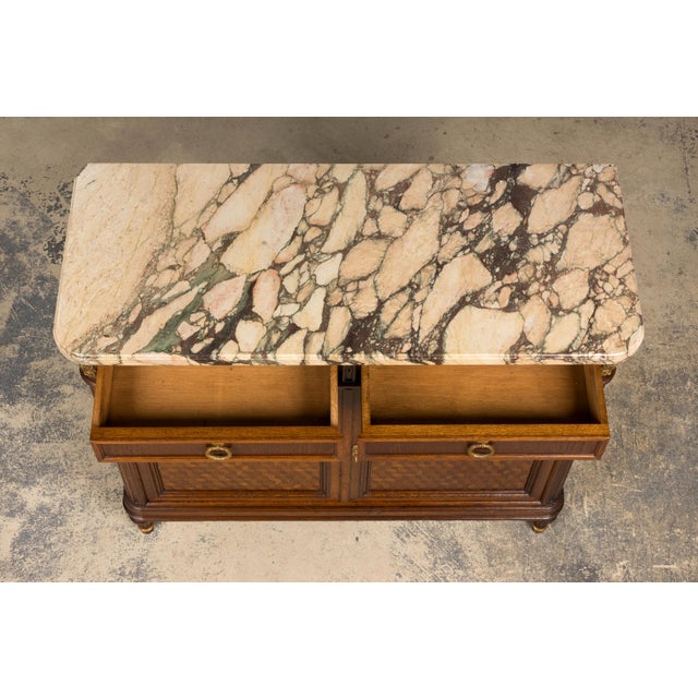 French Late 19th Century French Louis XVI Oak and Marble Buffet by Haentges Freres For Sale - Image 3 of 18