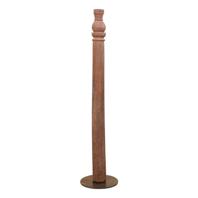 19th Century British Colonial Carved Wood Column on Stand For Sale