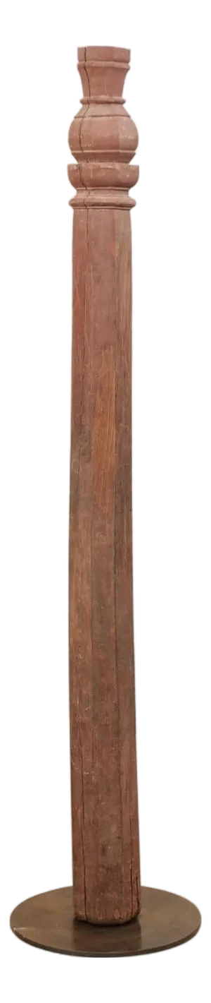19th Century British Colonial Carved Wood Column on Stand