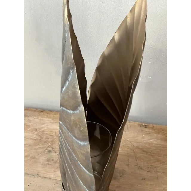 Early 21st Century Vintage Boho Gilt Leaf Lantern For Sale - Image 5 of 6