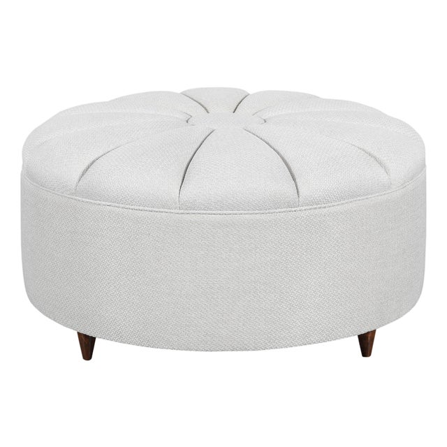 Mid-Century Modern Round Sunburst Ottoman, 1960s For Sale