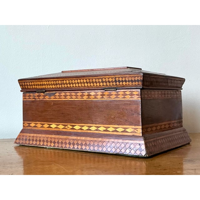 Wood Vintage Boho 19th Century Marquetry Box For Sale - Image 7 of 9