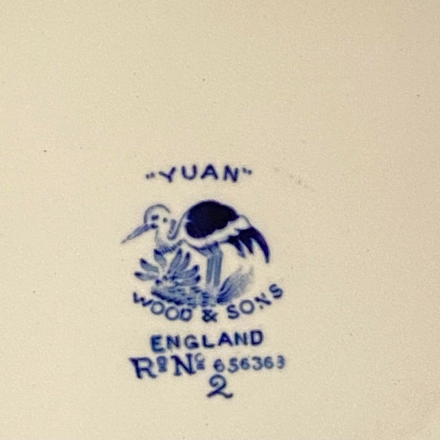Wood & Son Antique Blue and White Luncheon Plate Made in England by Wood & Sons, "Yuan" Pattern For Sale - Image 4 of 4