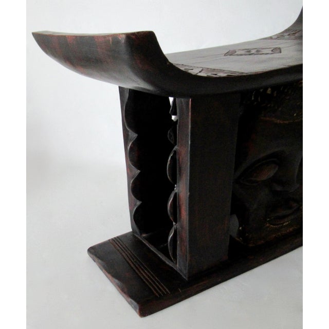 Vintage Wood-Carved African Ashanti Bench, Stool For Sale - Image 12 of 18
