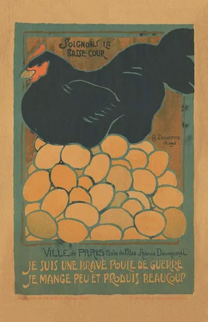 Reproduction Vintage Chicken French WWI Broadside Print