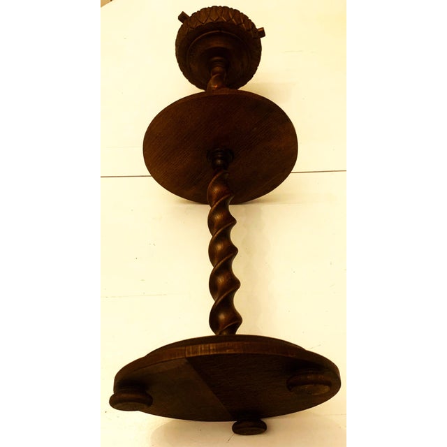 Ashtray with Oak Shelf on Spiral Leg, 1920s For Sale - Image 3 of 18
