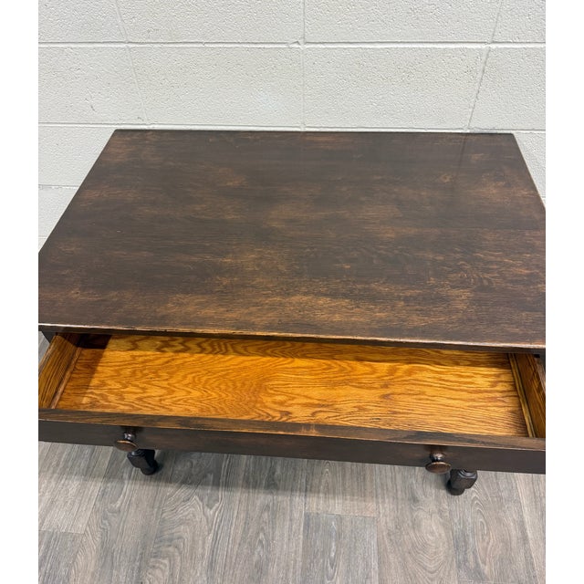 Antique Stickley Bros Barley Twist Oak Library Table With Drawer For Sale - Image 14 of 15