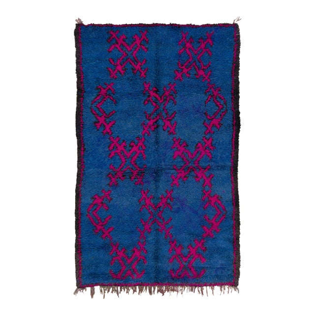Vintage Moroccan Berber Wool Rug With Folk Designs by Rug & Kilim, 1950-1959 For Sale