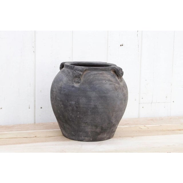 Farmhouse Rustic Gray Earthenware Pot For Sale - Image 3 of 9