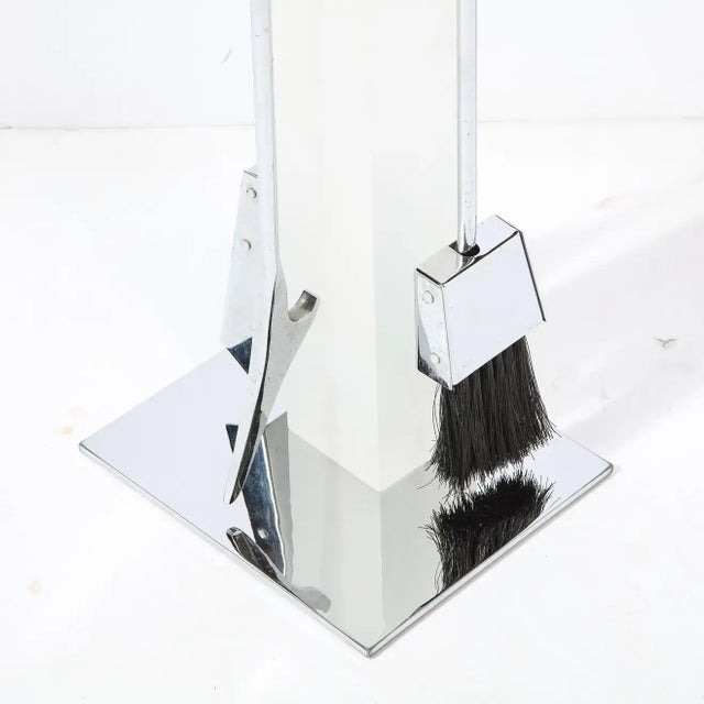 Chrome Mid-Century Modern Chrome & Frosted Lucite Fireplace Tool Set by Pace - 4 Pieces For Sale - Image 8 of 13