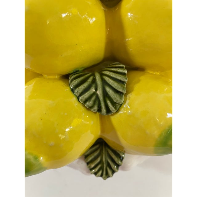 Yellow Vintage Majolica Lemon Topiary on Pedestal Bowl From Portugal For Sale - Image 8 of 16