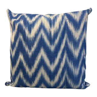 Thick Woven Hand Dyed Ikat Pattern Pillow With New Feather Down Insert For Sale
