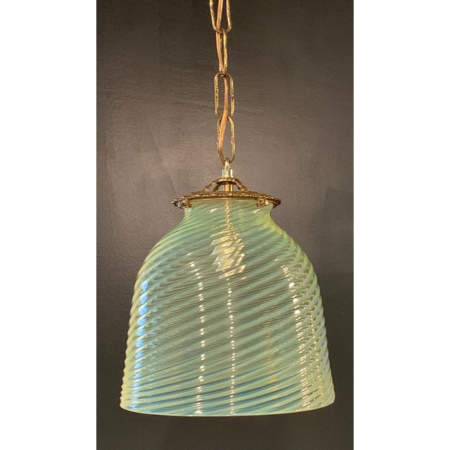 Mid-Century Modern Mid-Century Murano Opalescent Glass Hanging Pendant Light. For Sale - Image 3 of 9
