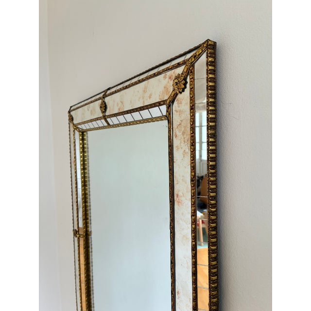 Vintage Spanish Venetian-Style Wall Mirror, Rectangular, Brass, 1980s Hollywood Regency For Sale - Image 4 of 11