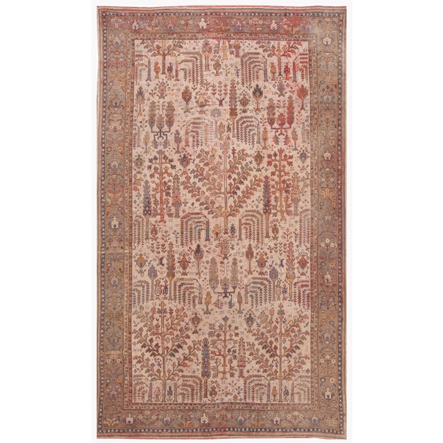 Beige Antique Turkish Oushak Handmade Oversize Wool Rug With Allover Pattern For Sale - Image 9 of 9