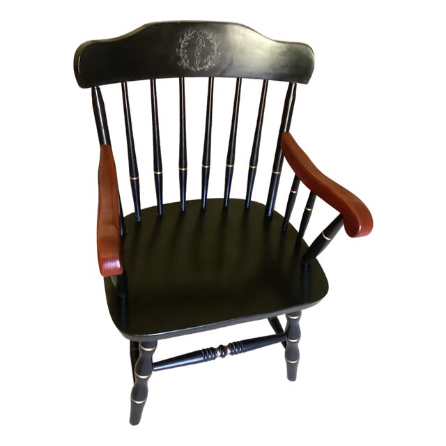 1980s American Traditional Vtg. Umkc Medical School Solid Wood Captains Chair For Sale