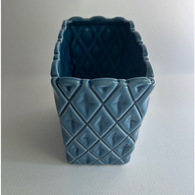 Mid Century Modern Cornflower Blue Ceramic Planter For Sale - Image 12 of 17