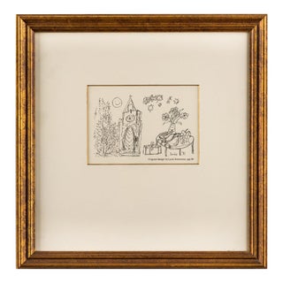 Framed Drawing by Lucie Forstenzer, Dated 1981 For Sale