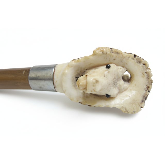 Reindeer Carved Stag Deer Antler Handle Antique Walking Stick Cane For Sale In Portland, OR - Image 6 of 13