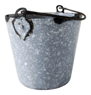 Tiny Vintage Gray Graniteware Match Holder Bucket Pail