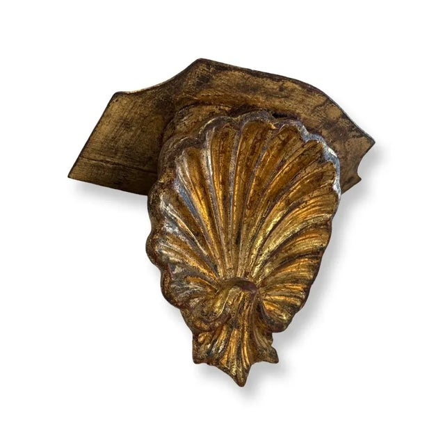Italian Vintage Italian Gilded Wood Brackets- A Pair For Sale - Image 3 of 5