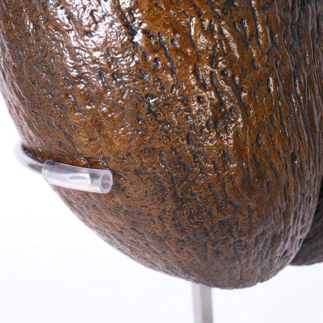 Metal Anglo Indian Coco De Mer on Stand For Sale - Image 7 of 9