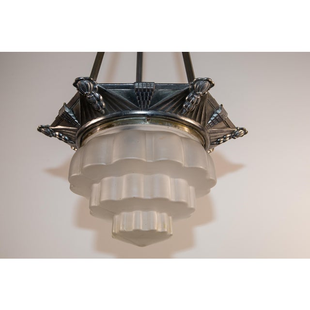 Silver Art Deco Ceiling Light, France, 1930 For Sale - Image 8 of 9