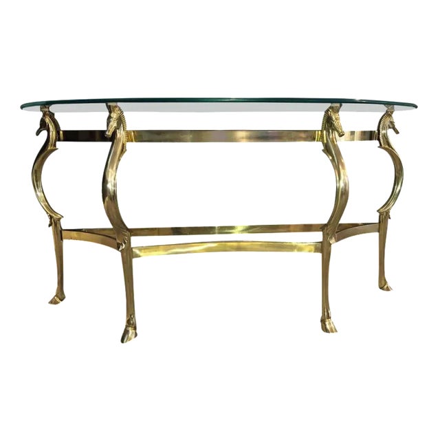 Italian Brass Seahorse Console For Sale