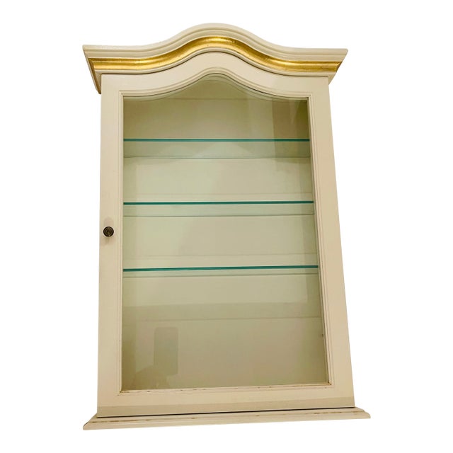 1960s Hollywood Regency White Wall Vitrine Display Case For Sale