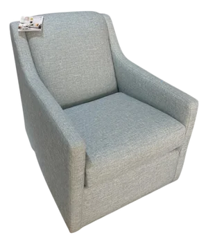 C. R. Laine Kendrick Swivel Chair 545-05sw Upholstered in a Soft, Neutral Toned Thibaut Everly Spa Blue Fabric