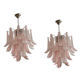 Small Pink Murano Glass Flamingo Chandeliers, Set of 2 For Sale