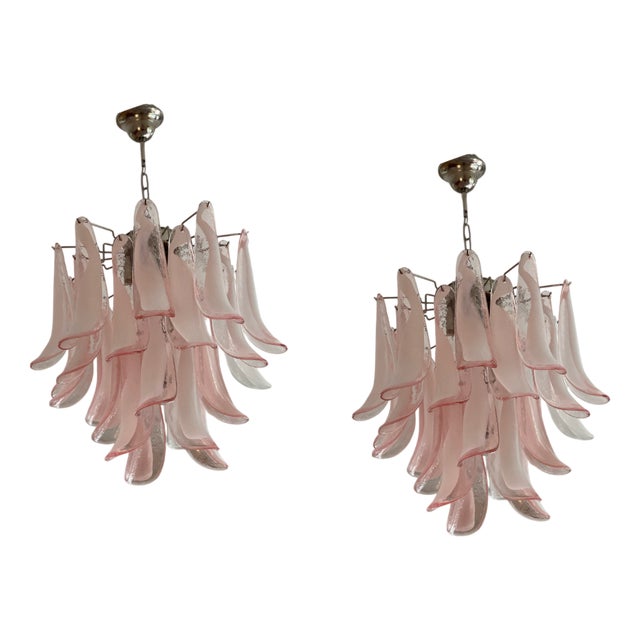 Small Pink Murano Glass Flamingo Chandeliers, Set of 2 For Sale