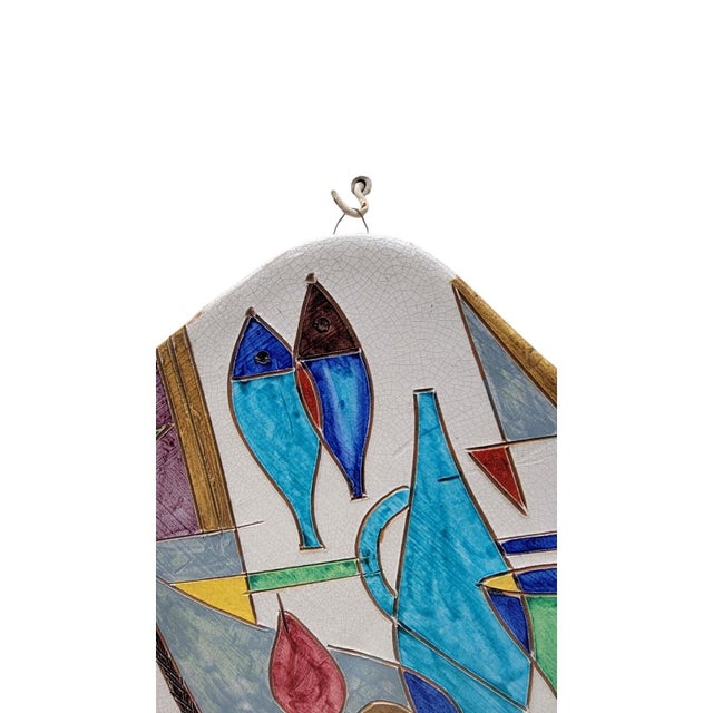Vintage Raymor Mid Century Italy Ceramic Wall Plaque Still Life Art Tile 14.5" For Sale - Image 4 of 13