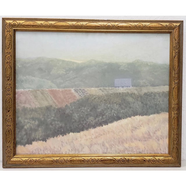 Vintage Oil Painting "Barn in the Distance" C.1970s For Sale - Image 10 of 10