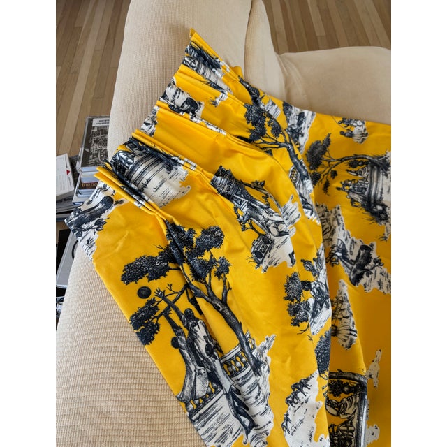 Sheila Bridges Harlem Toile De Jouy Linen Drapes Custom Unused For Sale - Image 4 of 6