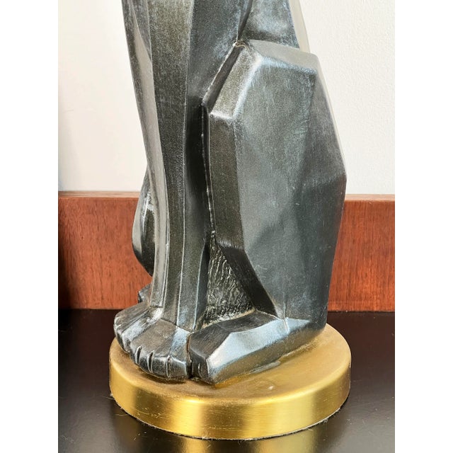 Vintage 24" Mid Century Modern / Art Deco Cubist Black Cat Sculpture For Sale - Image 9 of 10