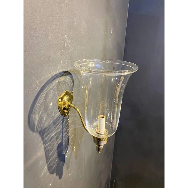 1900 - 1909 1900s Hurricane Glass Sconces - a Pair For Sale - Image 5 of 6