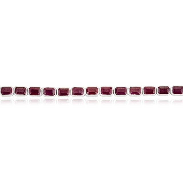 Ruby Octagon Cut Tennis Bracelet in 925 Sterling Silver For Sale - Image 4 of 10