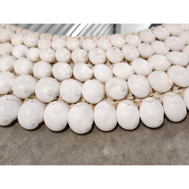 Handcrafted Coastal Style Round Seashell Mirror For Sale In New York - Image 6 of 12
