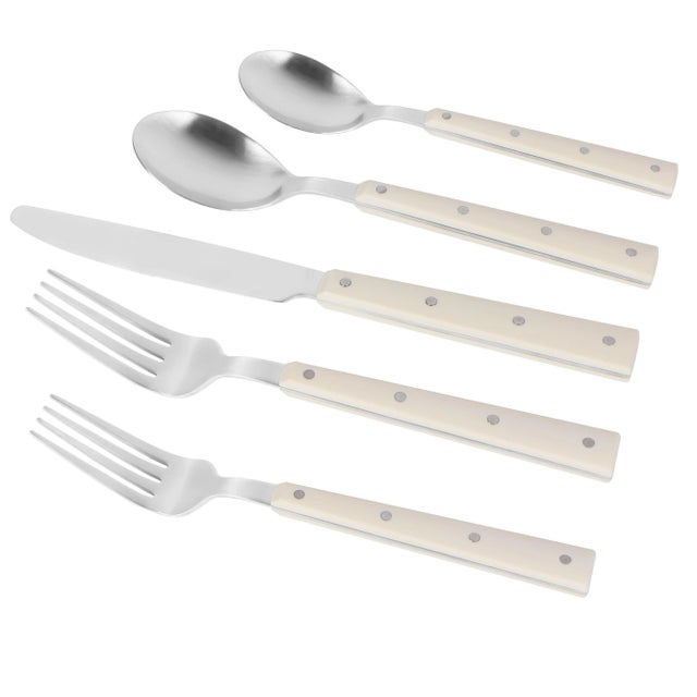 Introducing the fabulous Soline Stainless Steel Flatware Set, a five-piece ensemble that brings a touch of culinary charm...